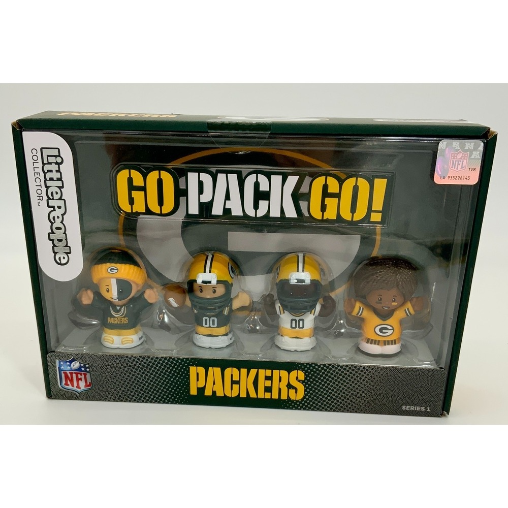 Green Bay Packer Fisher-Price Little People Collector Set Of 4 NFL Gift Fans - Picture 2 of 7